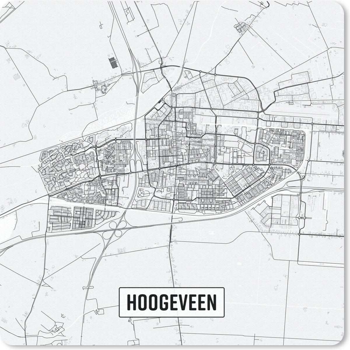 Muismat 30x30 cm - Mousepad Stadskaart Hoogeveen - Muismatten