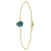 Lucardi Dames Goldplated armband met hart turkoois - Staal - Armband - Cadeau - 20 cm - Goudkleurig