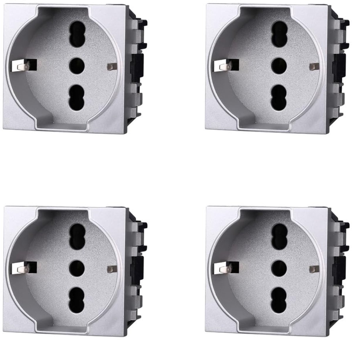 Schuko wandcontactdoos 2P + T 16A - kleur grijs - geschikt voor Bticino Living - veilig en eenvoudig te monteren - ShopVlot