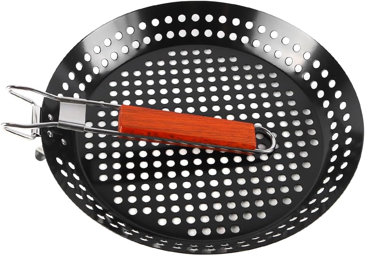 Grillpan 12 inch - Geperforeerd - Antiaanbaklaag - Perfect voor buitenbarbecue - ShopVlot