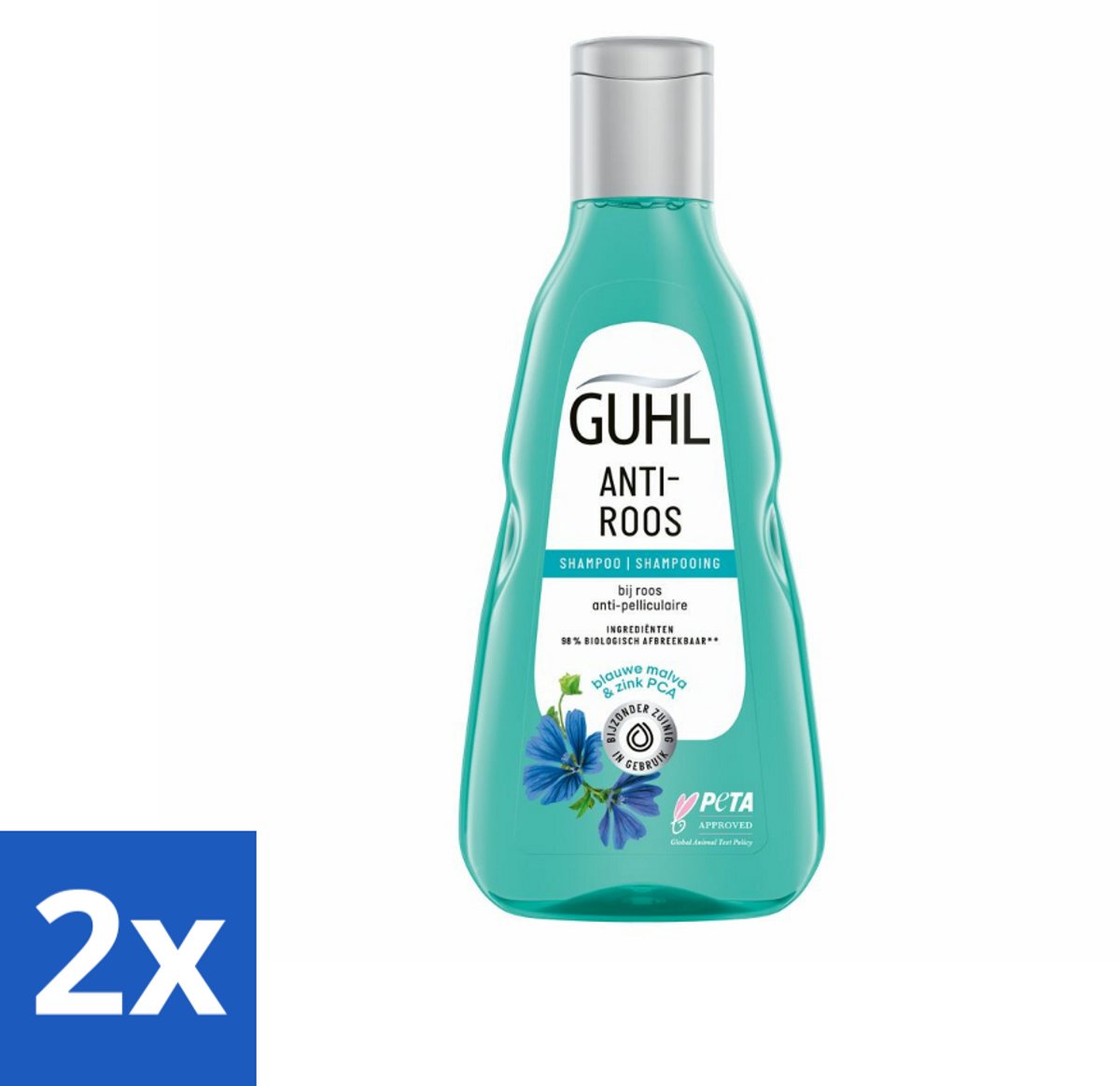 2 x Guhl - Shampoo - Anti-Roos - 250 ml - Roos Shampoo - Anti-roos Shampoo - Hoofdhuidverzorging - Kalmerende Shampoo - Shampoo Met Blauwe Malva