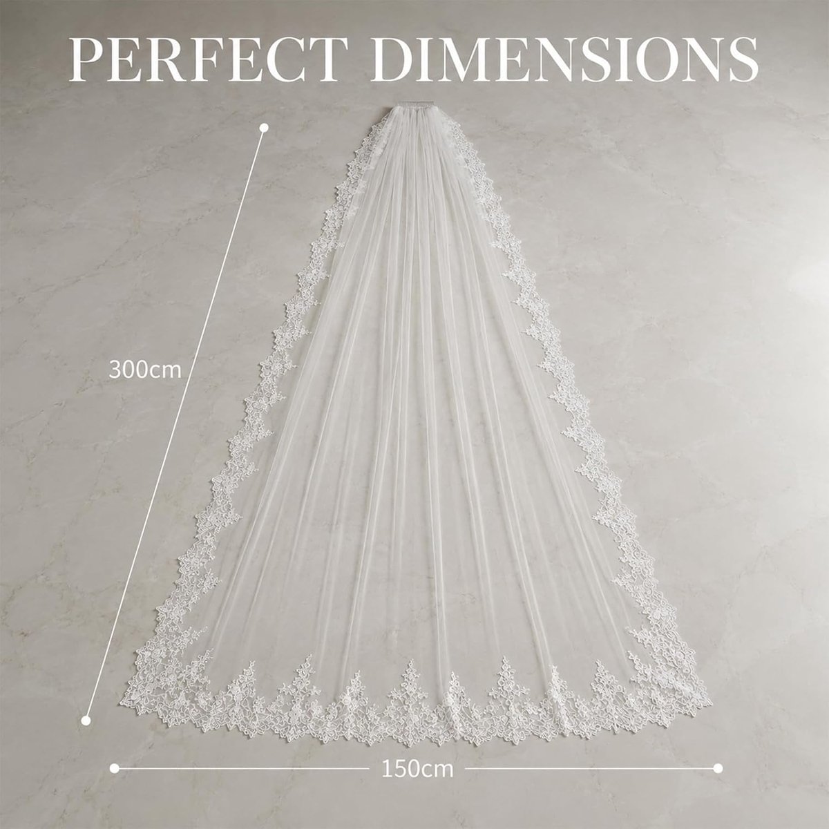 Bridal Veil 3m - Tüll Kant - Elegante Bruidsaccessoire - Voor een prachtige trouwlook - ShopVlot