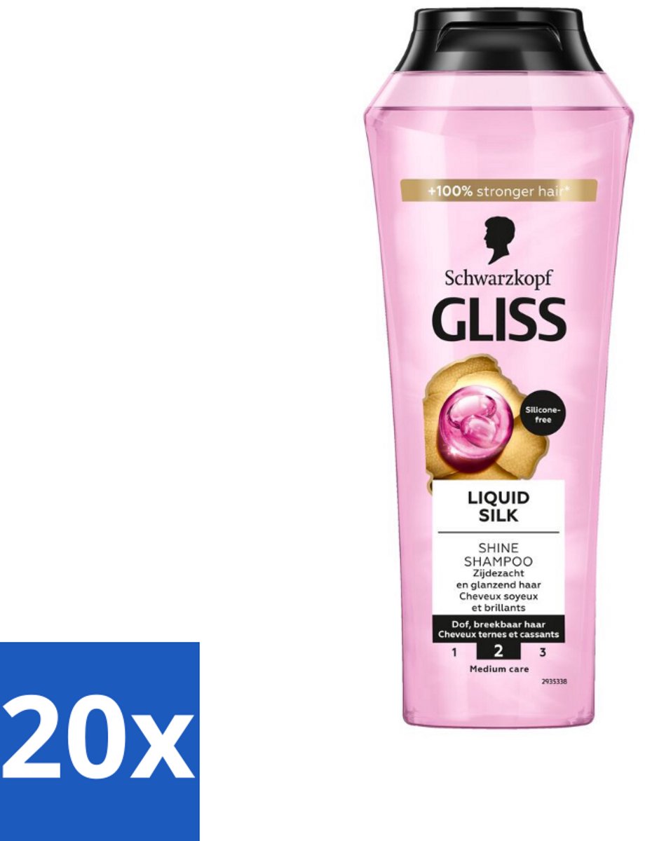 Gliss - Shampoo - Liquid Silk - Voor Glanzend en Zijdezacht Haar - 250 ml - Bulkverpakking - 20 stuks