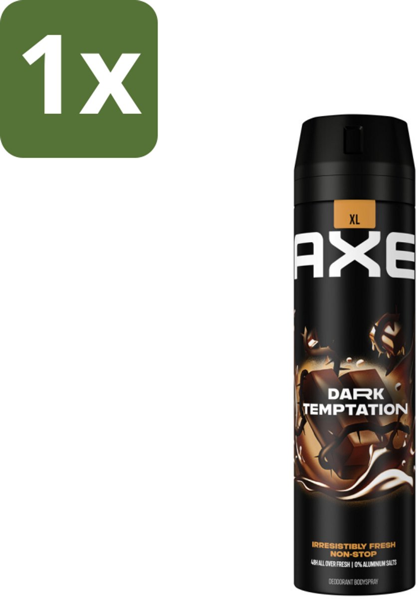 1 x AXE - Deodorant Spray - Dark Temptation - Chocoladegeur - Verleidelijk Fris - 200 ml - Deodorant Spray - Chocolade Geur - AXE Dark Temptation - Verleidelijke Geur - Frisheid