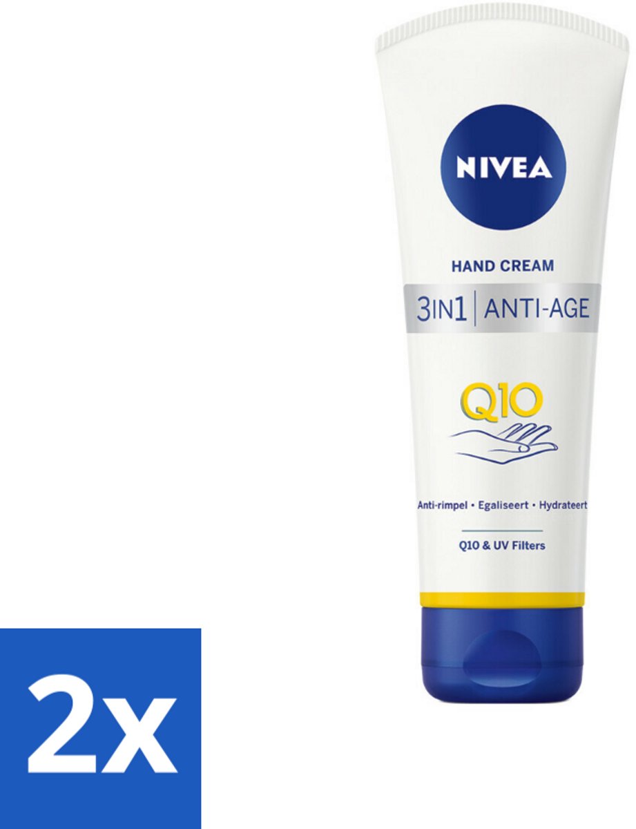 2 x NIVEA - Handcrème - 3-in-1 Q10 Anti-Veroudering - Anti-rimpel - Egaliseert - Hydrateert - 100 ml - Nivea Handcrème - Anti-rimpel Crème - Anti-aging - Pigmentvlekken - Droge Handen