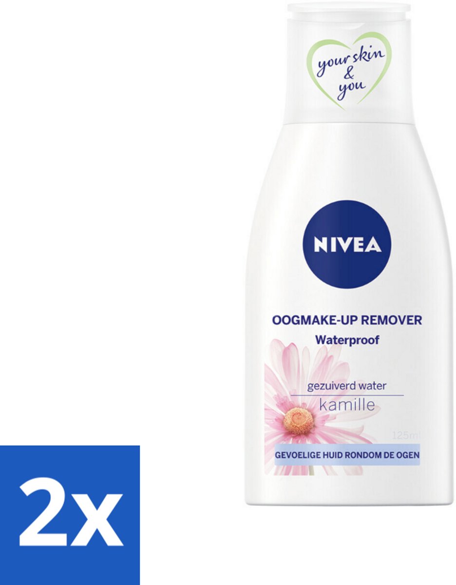 2 x NIVEA - Oogmake-up Verwijderaar - Waterbestendige Make-up Verwijderaar - Voor de gevoelige huid - Met Kamille & Provitamine B5 - 125 ml - Waterproof Oogmake-up Remover - Oogmake-up Verwijderen - Gevoelige Huid - Kamille - Provitamine B5