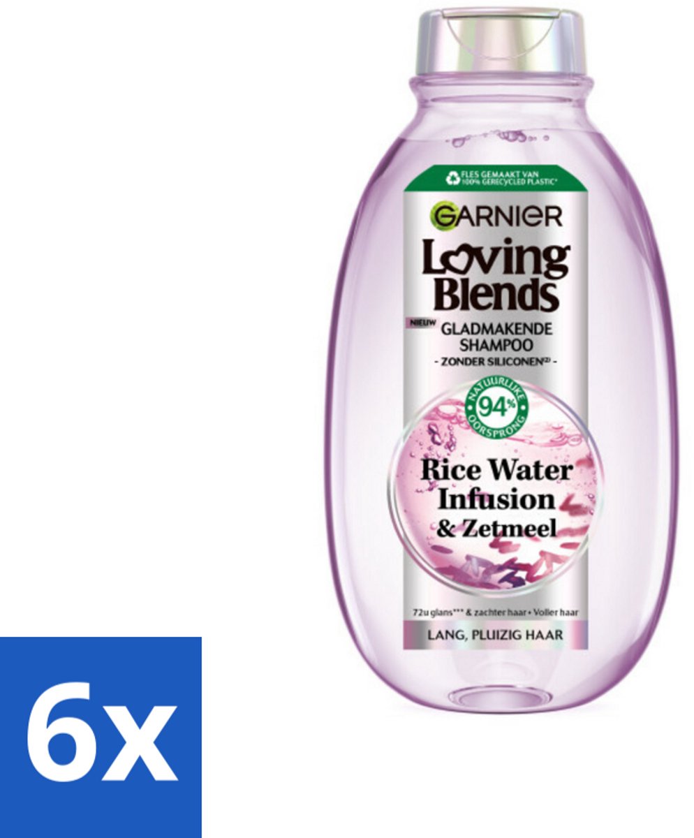 6 x Garnier - Loving Blends - Shampoo - Rice Water Infusion - Glans & Zachtheid - Lang Haar - 300 ml - Glans Shampoo - Rice Water Infusion - Lang Haar - Hydratatie - Zachtheid