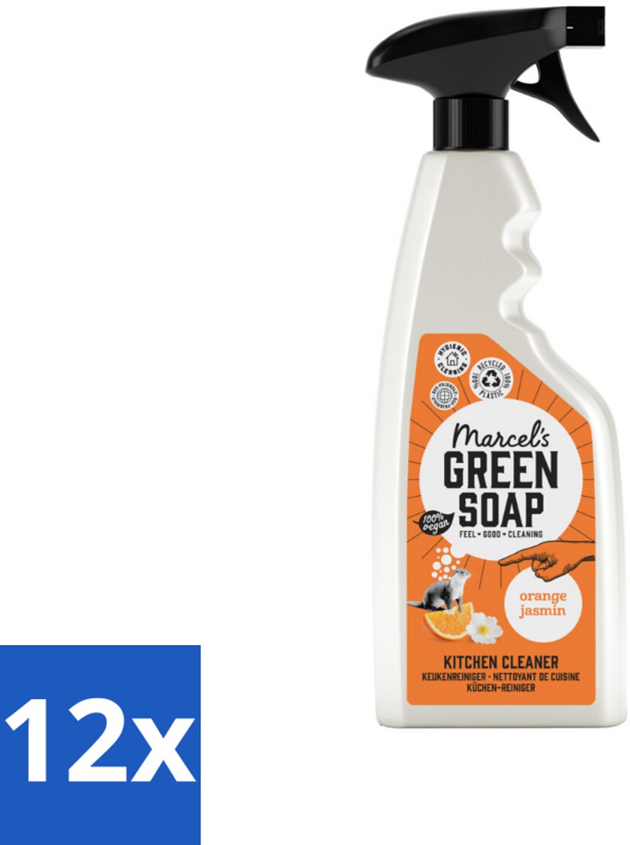 12 x Marcel's Green Soap - Keukenreiniger - Sinaasappel & Jasmijn - Tegen vet & vuil - 500 ml - Keukenreiniger - Biologisch Afbreekbaar - Vegan - Milieuvriendelijk - Sinaasappel