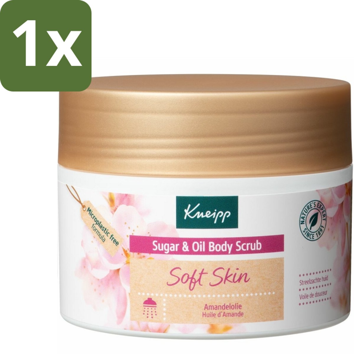 1 x Kneipp - Body scrub - Sugar & Oil - Soft Skin - Voor droge en gevoelige huid - 220 g - Body Scrub - Suiker Scrubb - Amandelolie - Droge Huid - Gevoelige Huid