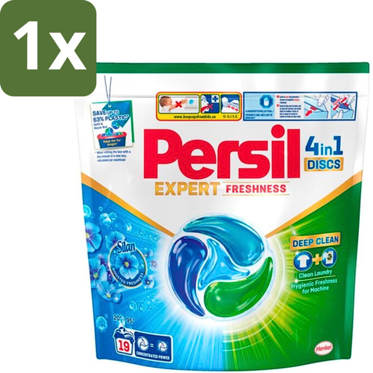 1 x Persil - Wasmiddel - Wasmiddelcapsules Freshness by Silan - Langdurige Frisheid - 19 wasbeurten - Persil Freshness By Silan - Wasmiddelcapsules - Frisheid - Diepe Reiniging - Vlekverwijdering