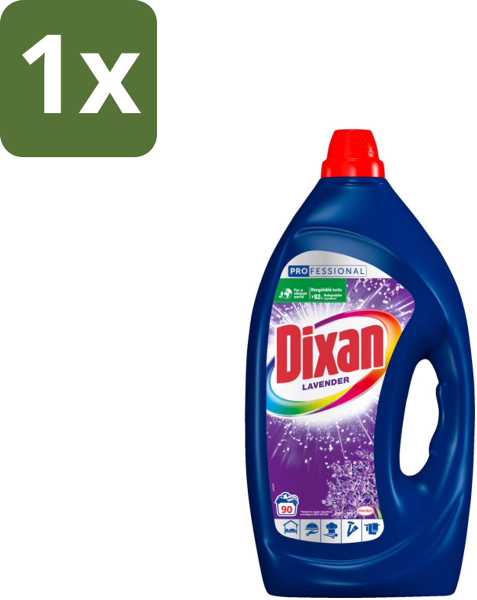 1 x Dixan - Vloeibaar wasmiddel - Fresh Lavender - Professional - 90 wasbeurten - Vloeibaar Wasmiddel - Fresh Lavender - Professioneel Wasmiddel - Wasbeurten - Wasresultaat