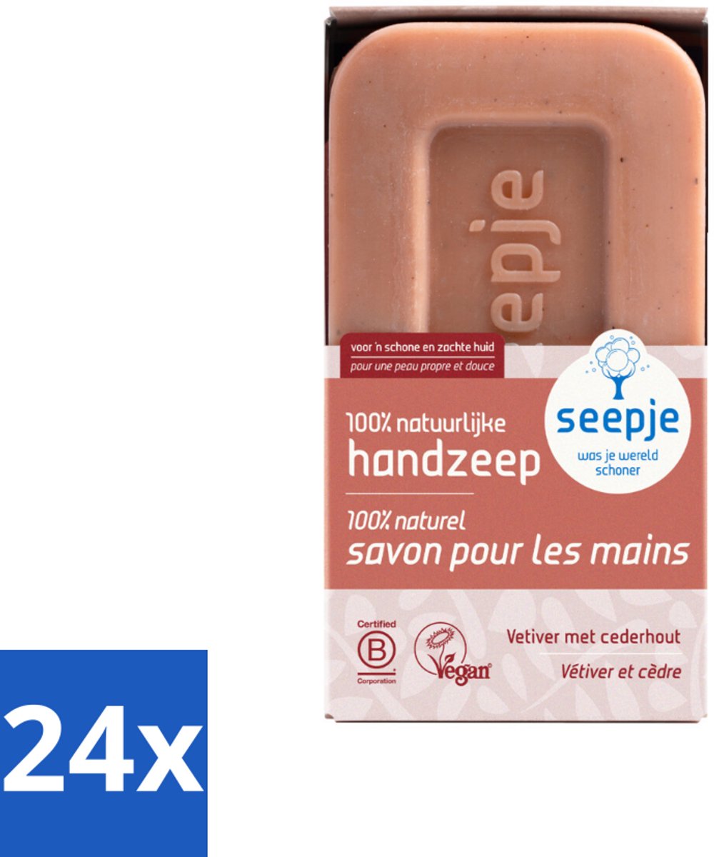 24 x Seepje - Handzeep - Duurzaam & Milieuvriendelijk - Vetiver met Cederhout - 120 gr - Handzeep - Vaste Zeep - Biologische Zeep - Duurzame Zeep - Milieuvriendelijke Zeep