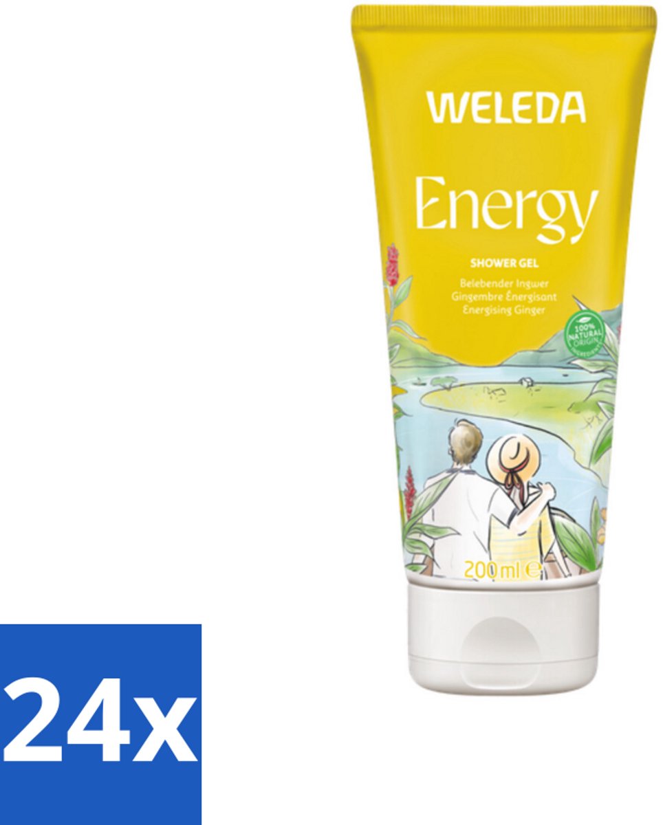 24 x WELEDA - Douchegel Aroma Shower Energy - 200 ml - Douchegel - Energiedos - Natuurlijke Douchegel - Vegan Douchegel - Gember