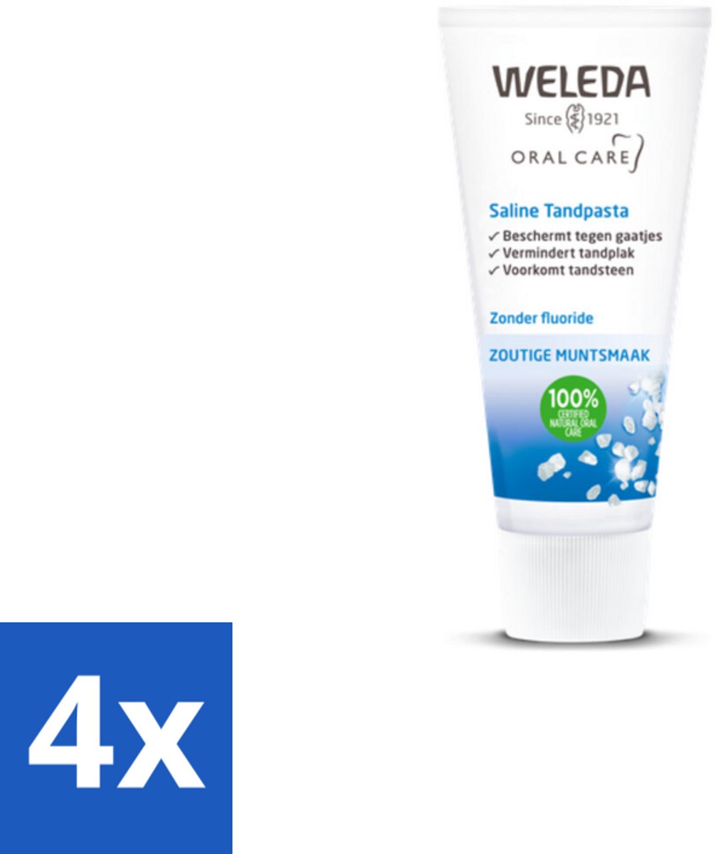 4 x WELEDA - Tandpasta Saline - 75ml - Tandpasta - Natuurlijke Tandpasta - Zeezout Tandpasta - Mondgezondheid - Tandplak