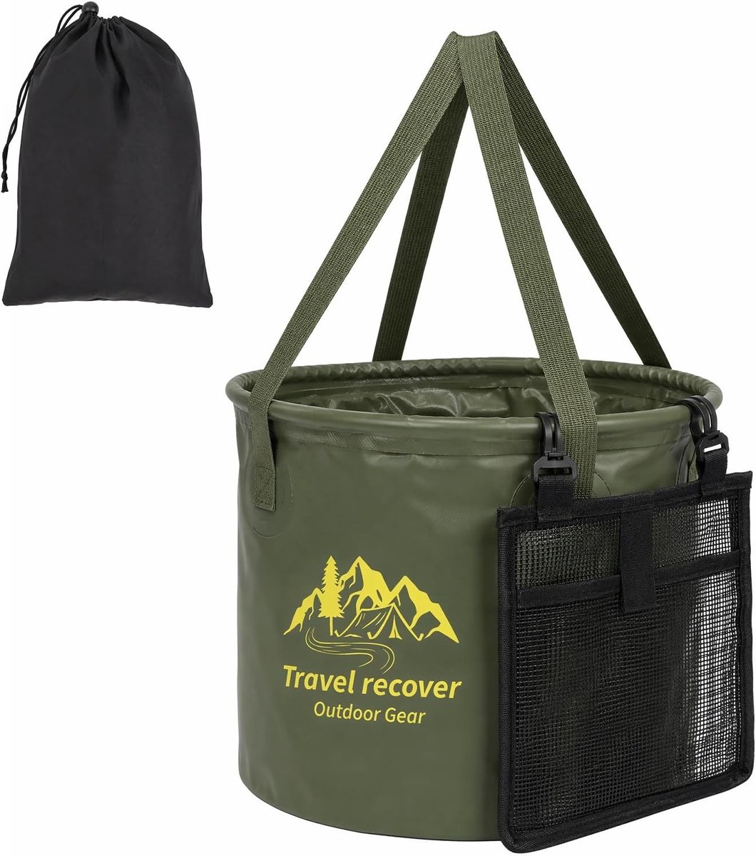 Wasteil opvouwbaar - Groen - 29,3 x 24 cm - Opvouwbare PVC Afwaskom met Opbergtas - Voor Camping en Outdoor