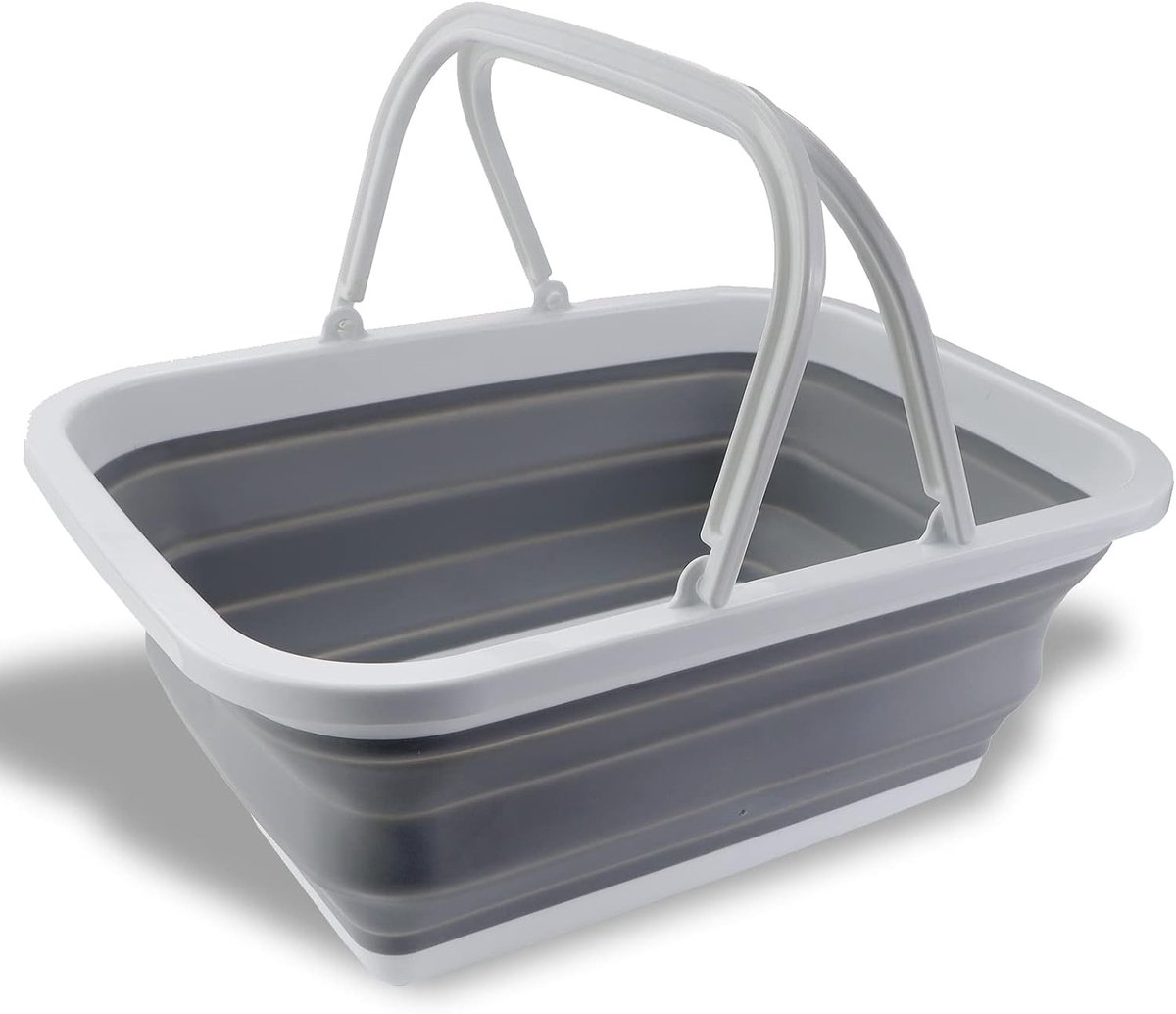 Wasteil opvouwbaar - Grijs - 38,5 x 28,5 x 15,5 cm - Kunststof inklapbare wasmand - Voor camping en huishoudelijk gebruik