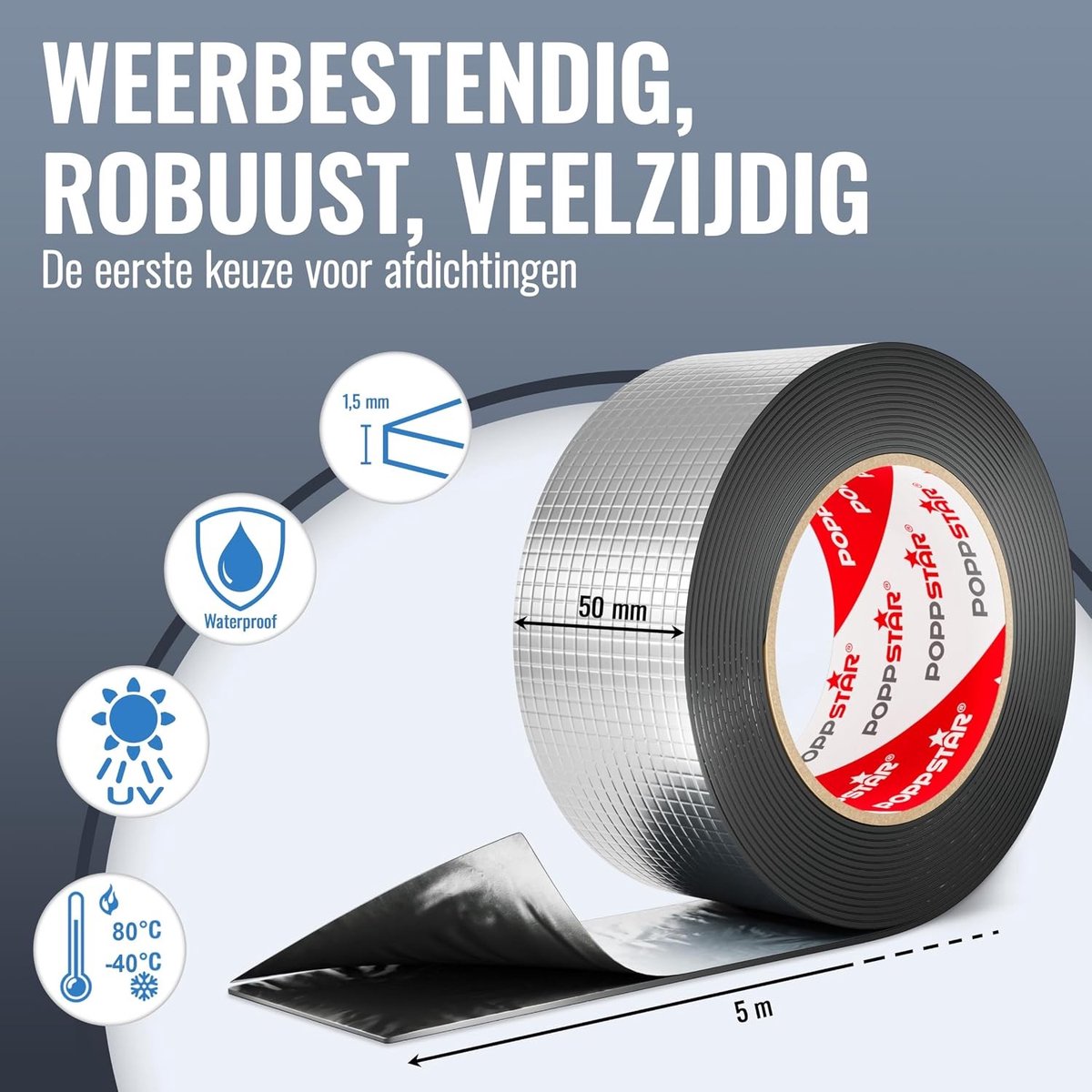 Afdichtband - Zwart - 5 m x 50 mm - Aluminium Zelfklevend - Voor Diverse Toepassingen