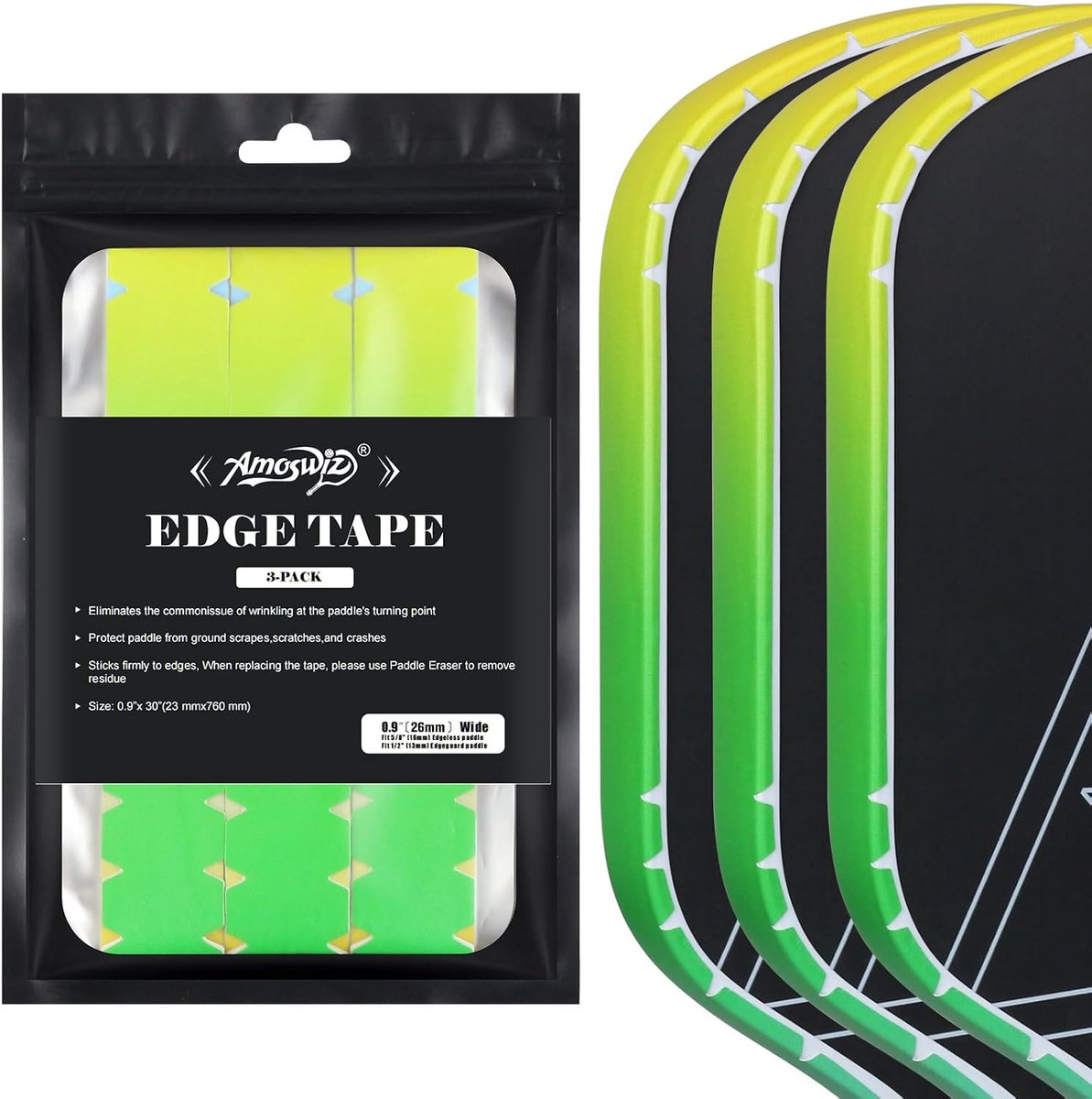 Pickleball Edge Guard Tape - 23mm breed - groen naar geel verloop - beschermt je paddles - ShopVlot
