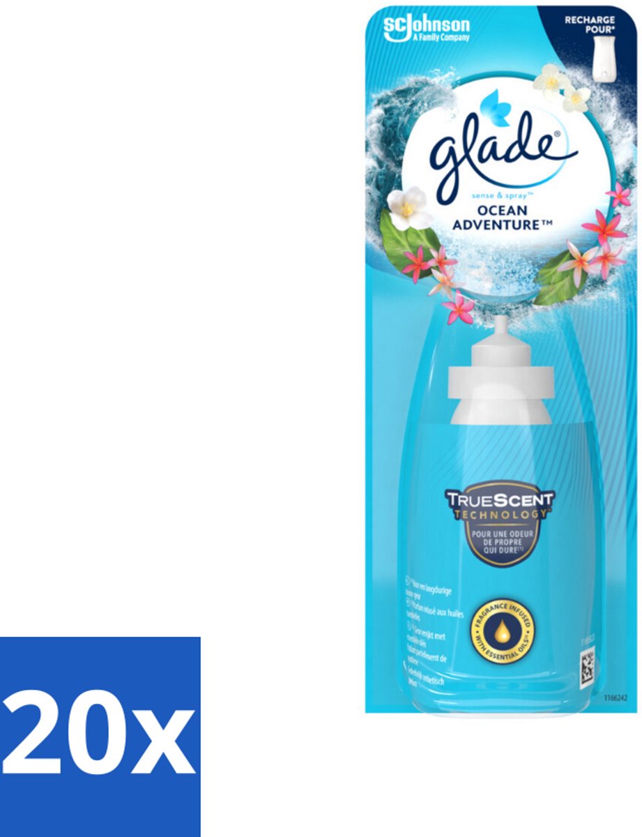 20 x Glade - Sense & Spray - Ocean Adventure - 18 ml - Ocean Adventure Scent - Fris Geur - Zee Geur - Citrus Geur - Bloemen Geur