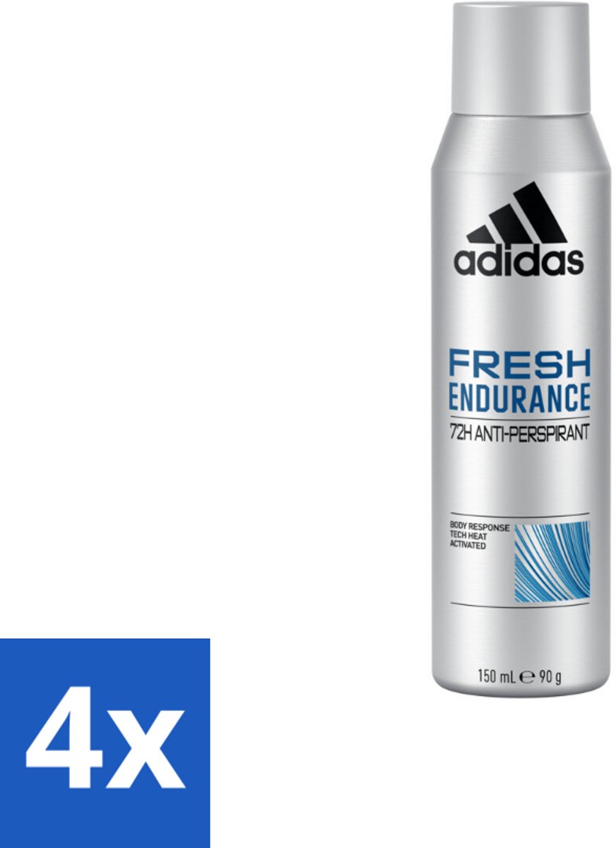4 x Adidas – Deodorant Spray – Fresh Endurance – 150 ml - 72 Uur Bescherming - Zweetbehandeling - Anti-transpirant - Frisheid - Geur