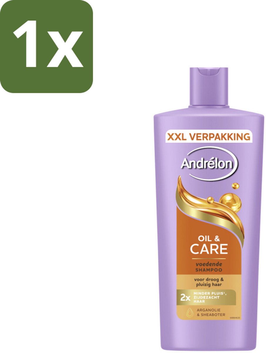 1 x Andrélon – Shampoo – Oil & Care – 685 ml - Droog Haar - Pluis - Haar Verzorging - Haar Glans - Haar Voeding