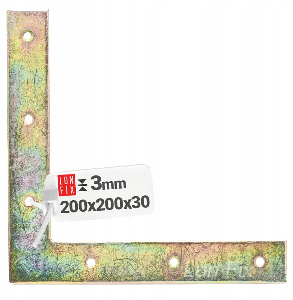 LUN FIX - Hoekbeugel - 200x200x30x3 mm - Gegalvaniseerde platte hoek L 90 graden