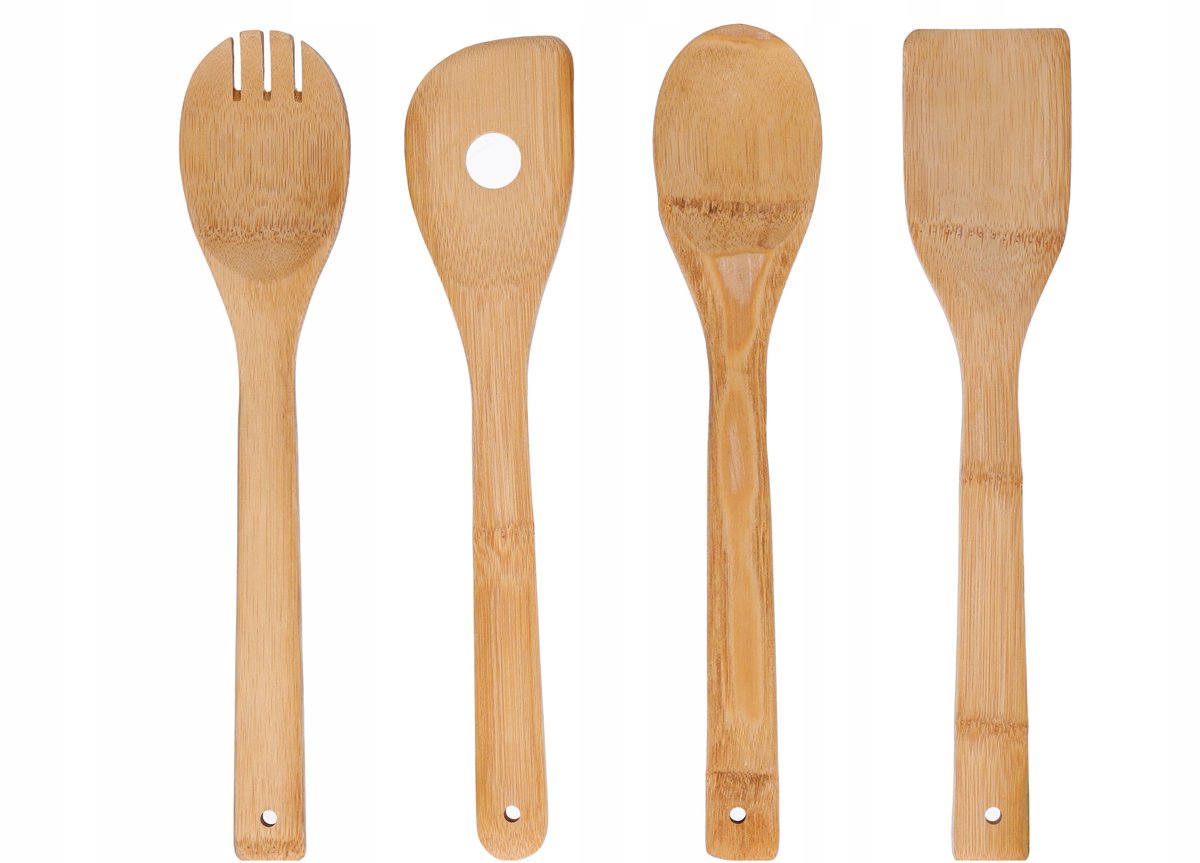 Houten Keukengerei Set: Lepels en Spatels van Bamboe