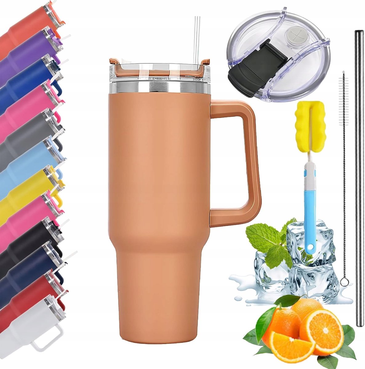 Thermos Mok met Rietje 1200ml RVS - Houdt Drankjes Warm/Koud