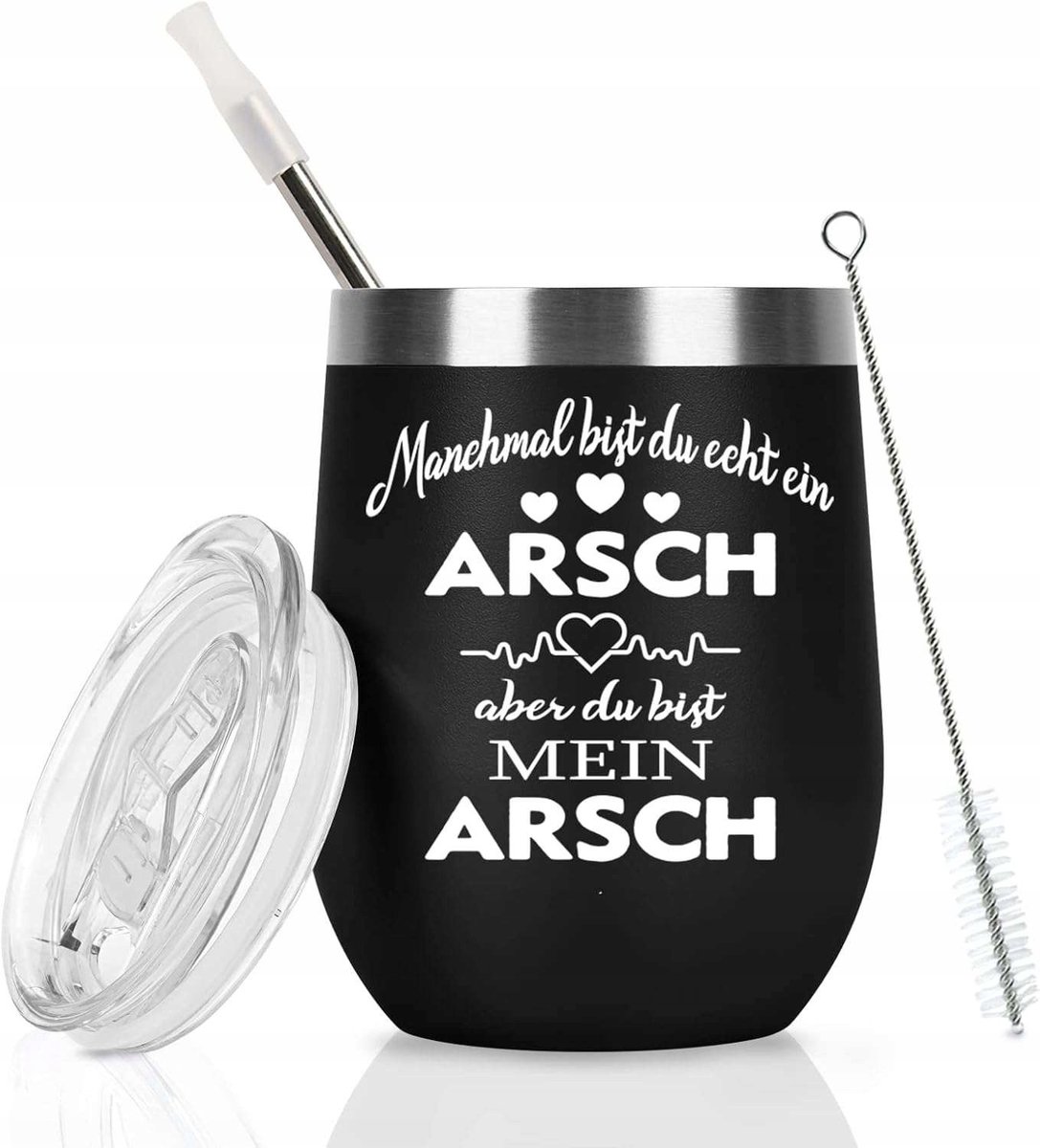 Thermosbeker 340ml RVS met Grappige Duitse Tekst - Cadeau