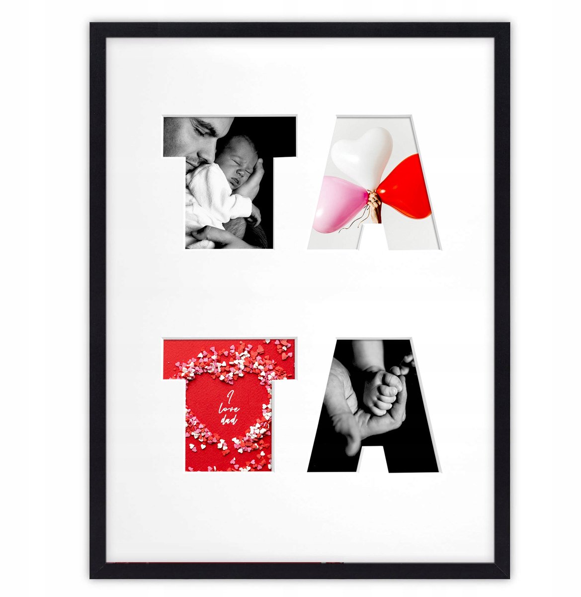 Zwarte Houten Fotolijst 30x40 cm voor 4 Foto's - Vaderdag Cadeau