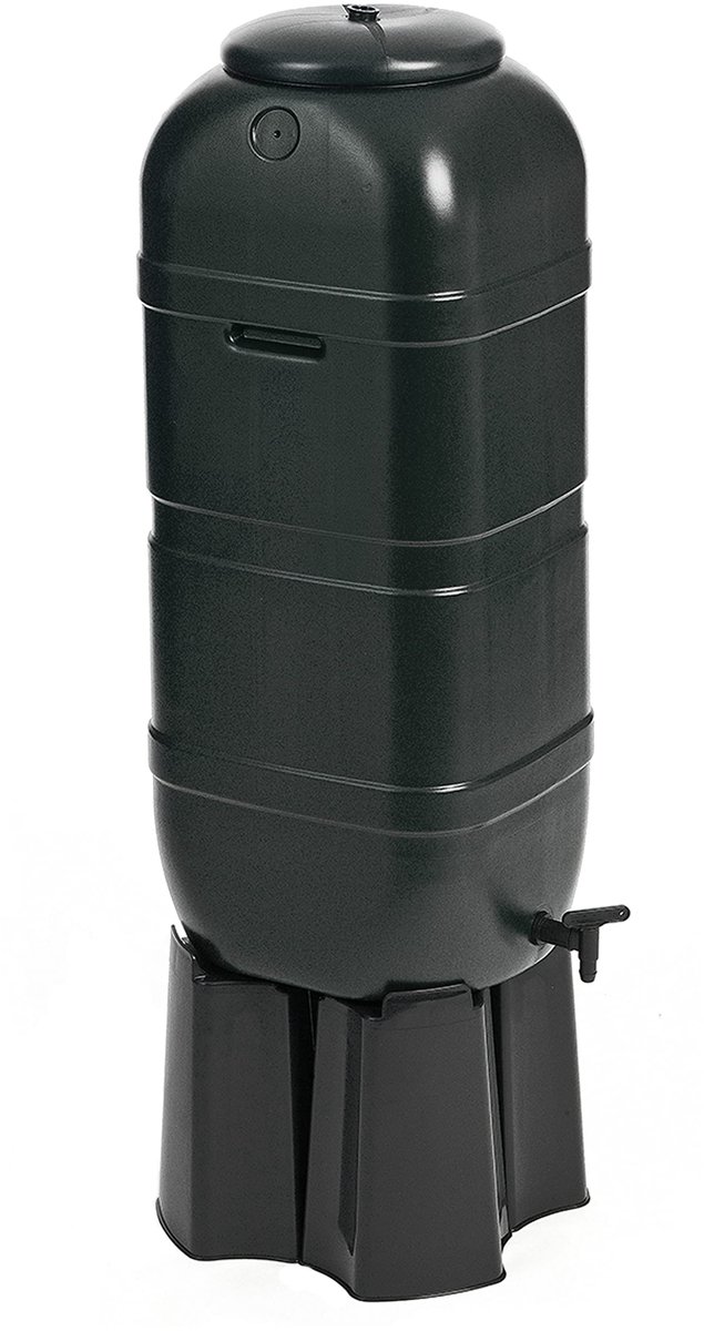 Famanu – Regentonset van 4 delen met voet en regenverzamelaar, 100 l, groen, 36 x 32 x 96 cm