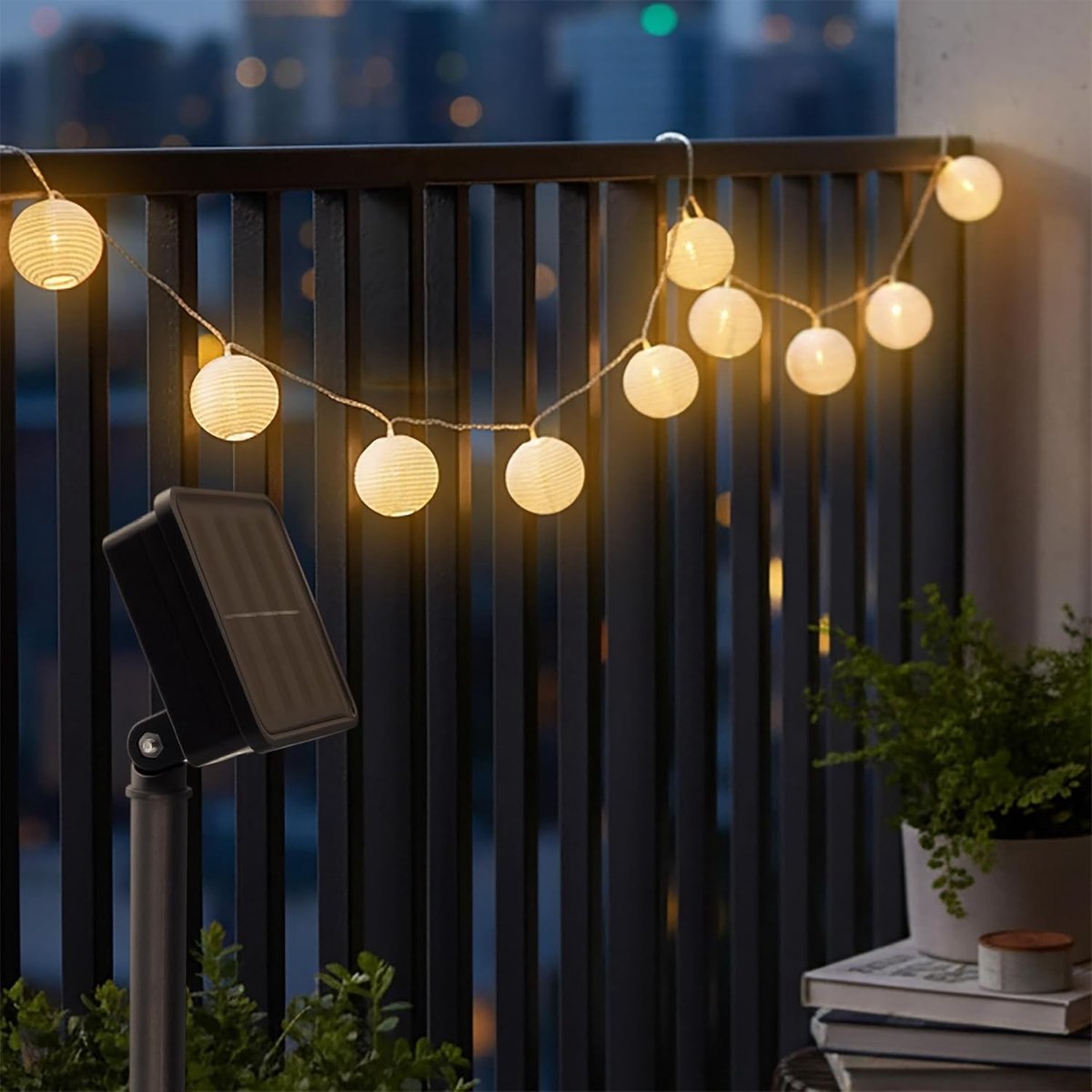 Tuinverlichting Solar Slinger - Wit - 4,7 meter - Zonne-energie met lantaarns - Voor Buiten