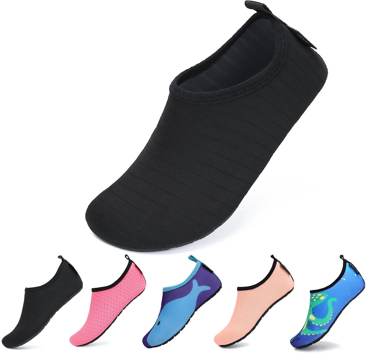 Kinderbadslippers 24/25 EU - Inktzwart - Sneldrogend - Antislip zwemschoenen - ShopVlot