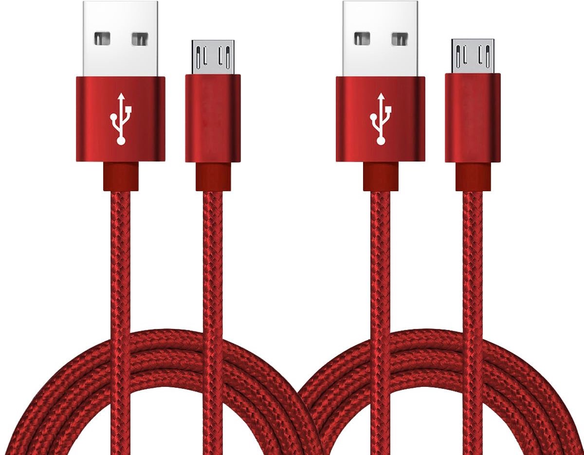 Micro-USB Cable, [2 Pack] 0.6m Android Charger, Nylon Braided Micro USB Charger, High Speed USB 2.0 A to Micro B - ShopVlot
