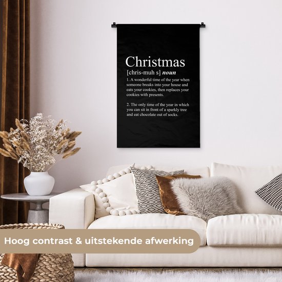 Wandkleed 60x90 cm - Wanddoek Kerstmis - Woordenboek - Spreuken - Quotes - Christmas definitie - Wandtapijt - Wandkleden