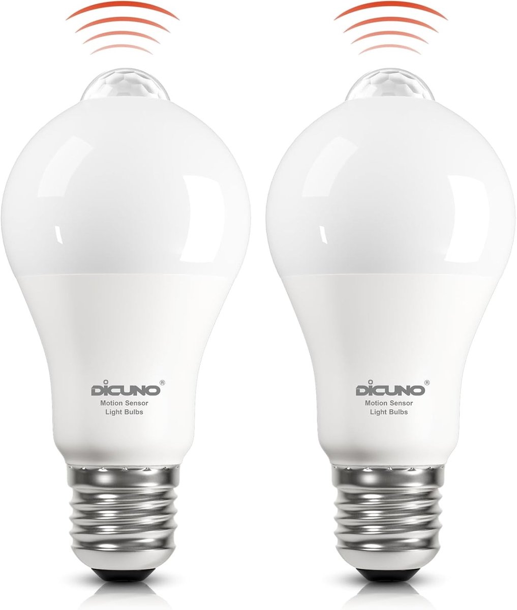 Sensor lampjes met bewegingsmelder - Warm wit 2700K - LED E27 12W - Vervangt 100W - Voor binnen en buiten
