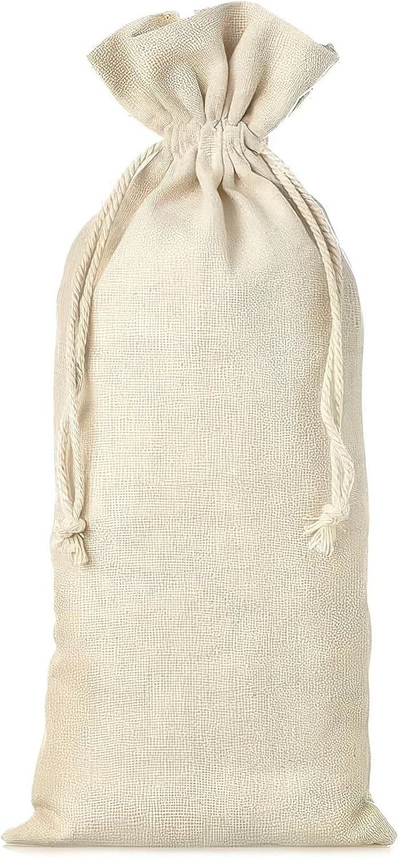 Linnen tasjes onbedrukt - Natuurlijk - 11 x 20 cm - Stoffen zakjes met trekkoord - Voor het verpakken van kleine cadeaus