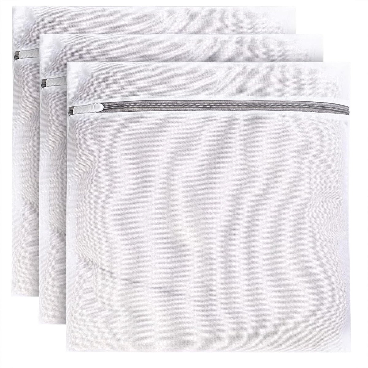 Wasnetjes met ritssluiting - Wit - 3 Stuks - Polyester Waszakken voor Bescherming van Kleding - Voor Wassen en Opbergen