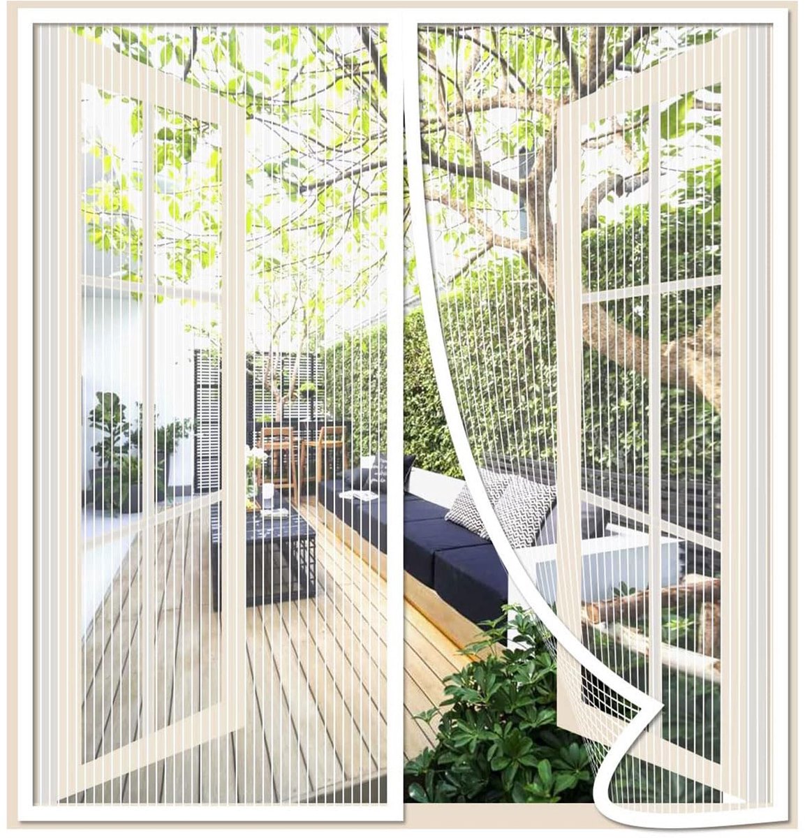 Risareyi Magnetische Vliegengordijn Raam 120x125cm, Wit - ShopVlot