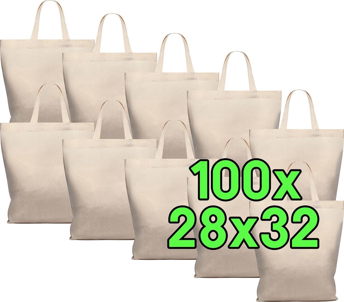 Linnen tasjes onbedrukt - Naturel - 28 x 32 cm - Katoen 140 g/m² - Set van 100 stuks