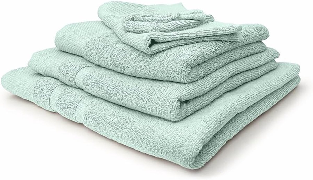 Diamond Badstof Badgoedset 100% Katoen - soft green - 12 delig - ShopVlot