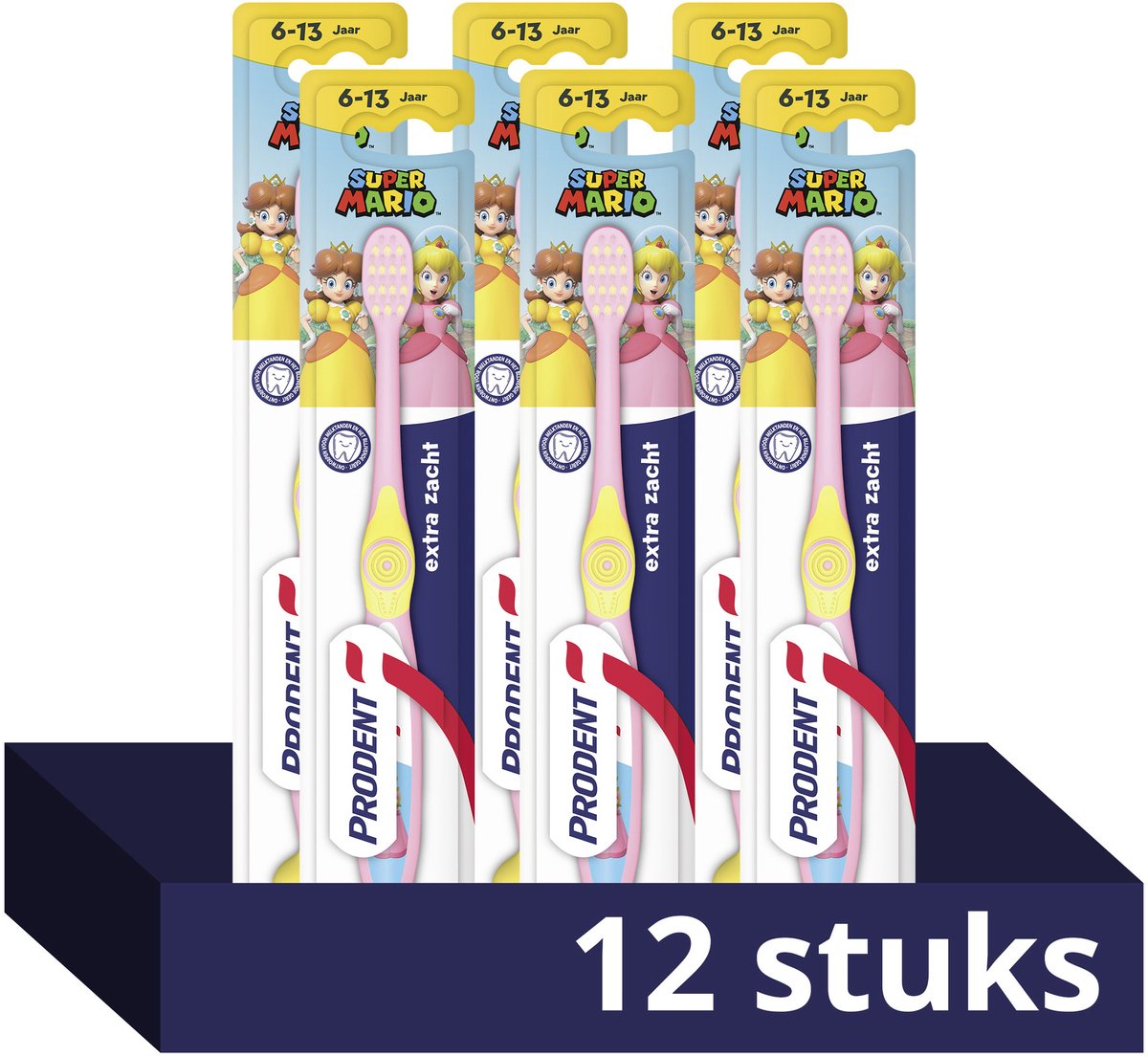 Prodent Junior 6-13 jaar Tandenborstel - Super Mario - voor effectieve en zachte reiniging van kindertanden - 12 stuks