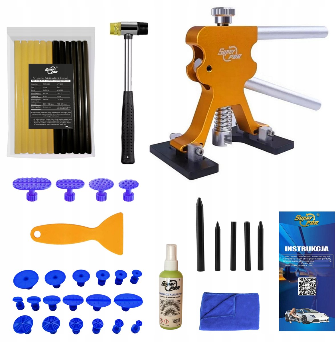 PDR Set: Deuk Verwijderen Auto - Starterkit met Lijm & Cleaner