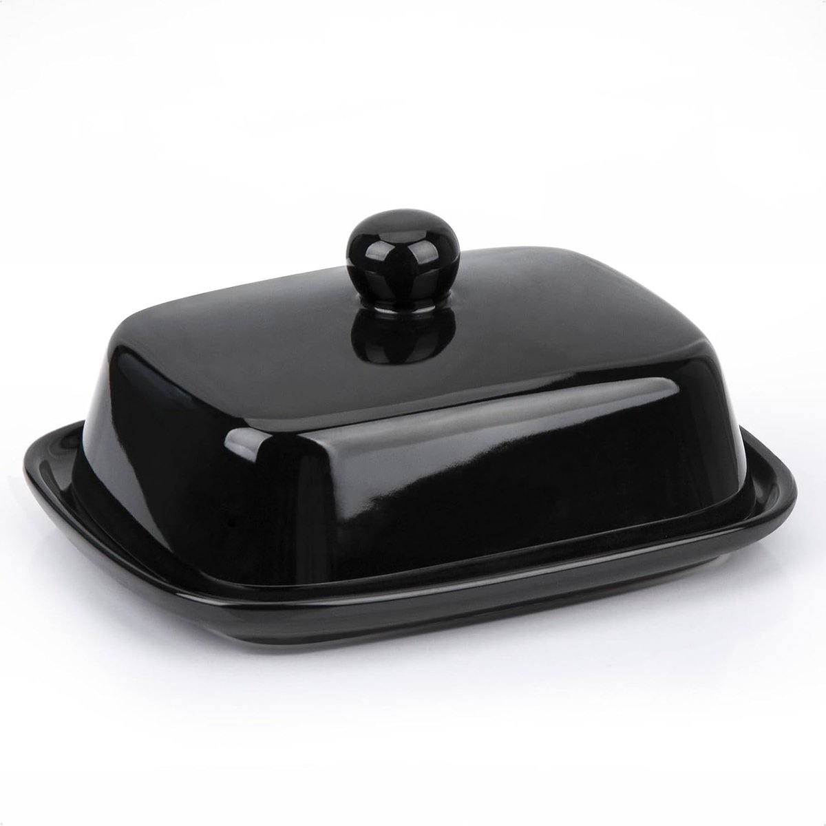 Ceramic Butter Dish with Lid and Handle Black - ShopVlot