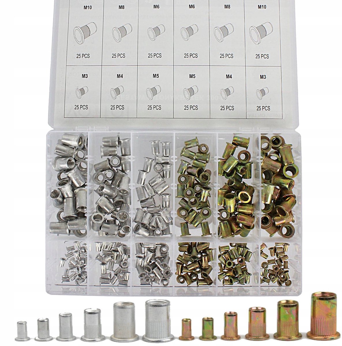 300x Nitonagels M3-M10 Staal & Aluminium Set