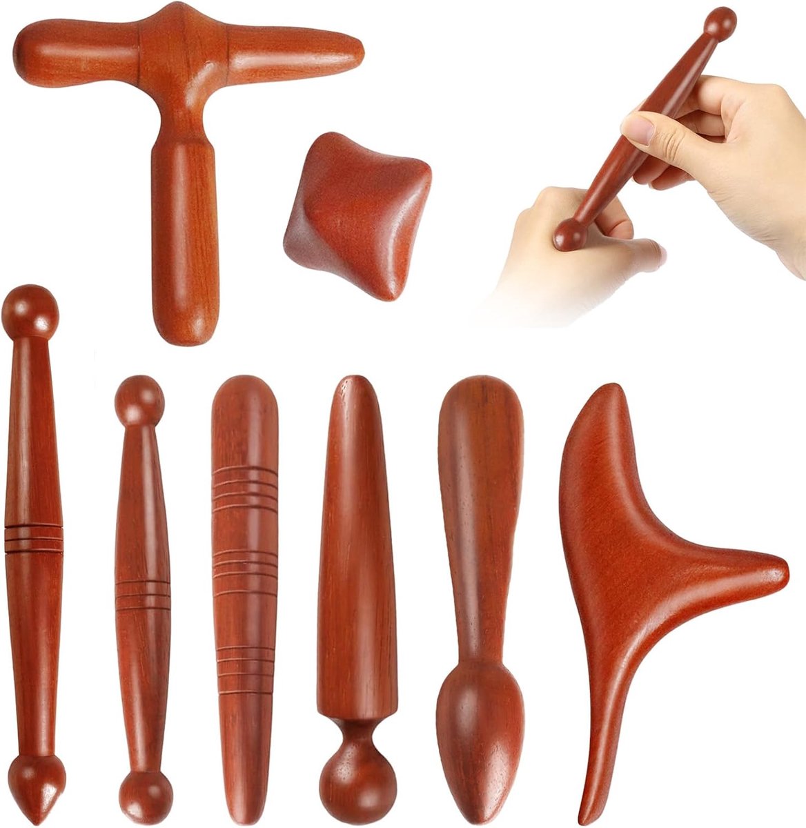 8-Piece Wooden Triggerpoint Massage Set - Compact Massage Sticks for Feet, Neck, Shoulders, Back, Arms & Legs - ShopVlot