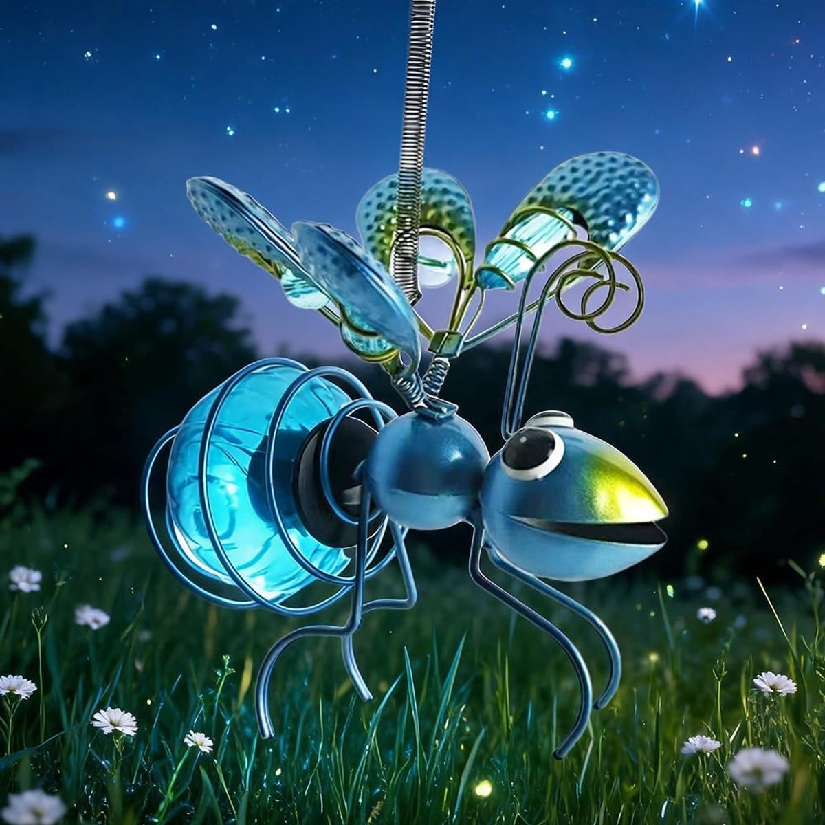 Bijen decoratieve zonnelamp - 15,5 x 17,5 cm - hangend - sfeervolle verlichting voor tuin - ShopVlot