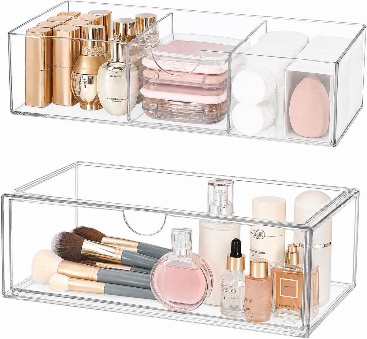 Cosmetica-organizer met laden - transparant - stapelbaar - ruimtebesparend - ShopVlot