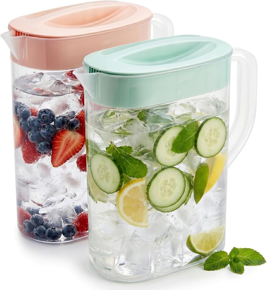 Waterkan 2.1 l - Set van 2 - Kunststof - Voor koude en warme dranken - ShopVlot