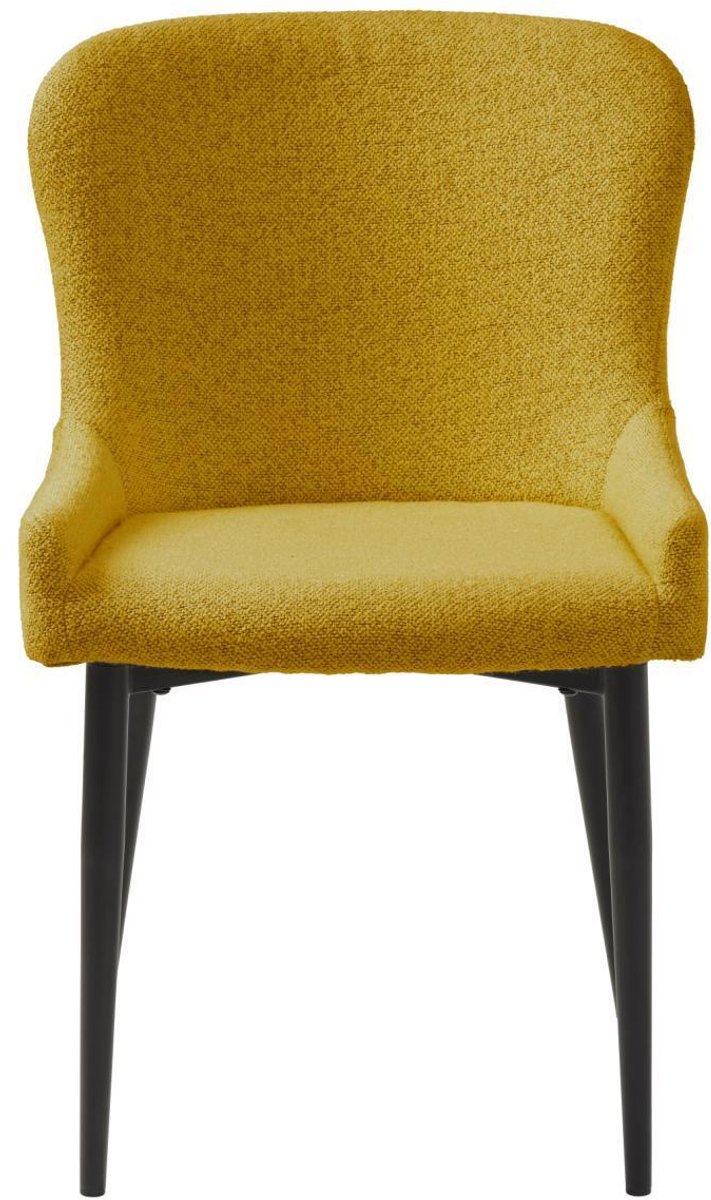 Eetkamerstoel Mosterd Bouclé - Zithoogte 47cm - 60x52x82cm - Set van 2